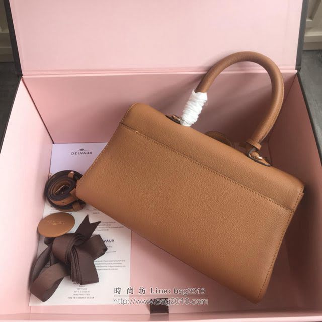DELVAUX女包 2019春夏最新色 專櫃原廠皮 德爾沃女手提包 DS0028焦糖 中號 Delvaux單肩斜挎包  fcs1172